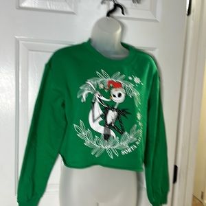 Disney Nightmare before Christmas Pumpkin King Green Cropped Sweatshirt
